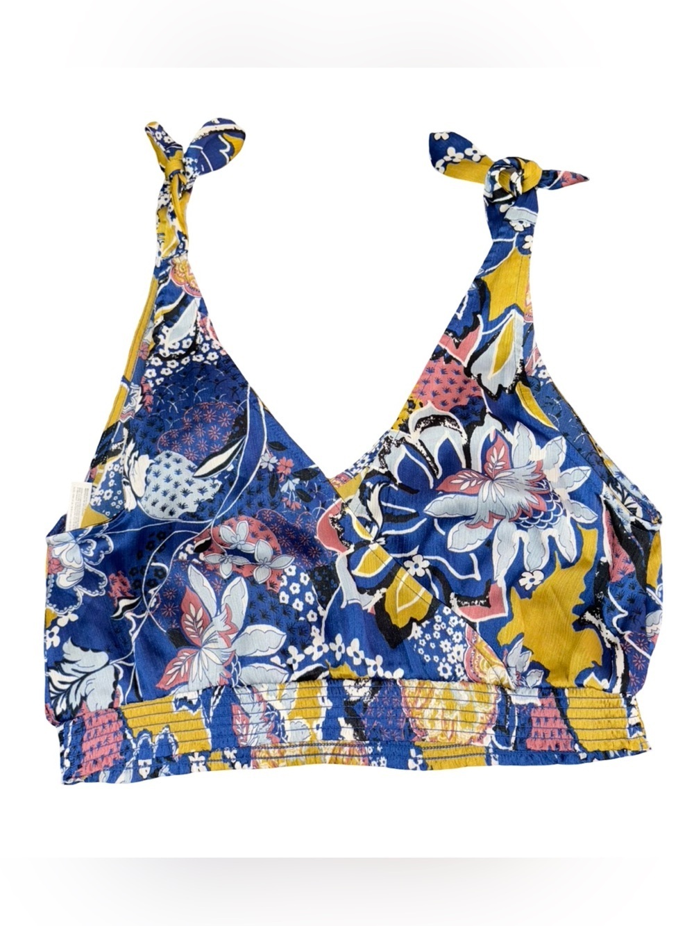 Free People Montauk Floral Print Cropped Tank Top Blue Boho Size M - Picture 3 of 9